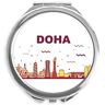 DIYthinker Luogo d'interesse della costruzione della città di Doha Specchio rotondo mano portatile tasca di trucco 2,6 pollici x 2,4 pollici x 0,3 pollici Multicolore