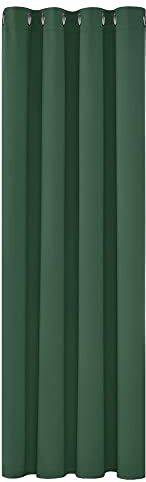 Deconovo Tenda Oscurante da Interno 138 CM Altezza 1 Pannello, Tende Oscuranti Termiche Isolanti per Interni Finestre con Anelli, 132x138 CM, Verde Scuro