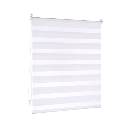 Victoria M. Tenda a Rullo Doppia Klemmfix 75 x 150 cm Bianco, Tenda Giorno Notte Senza Fori con Supporto Klemmfix