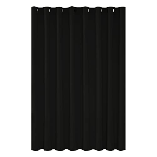 Deconovo Tenda Oscurante Camera da Letto Bambini 214 CM Altezza 1 Pannello, Tende Oscuranti per Interni Finestre con Anelli, 254x214 CM, Nero