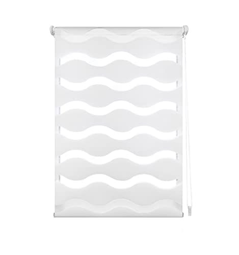 Blindecor senza attrezzi   Tenda a rullo ondulata a doppio strato giorno e notte Bianco, 77 x 150 cm (Larghezza x Altezza)   Dimensioni del tessuto 74 x 145 cm