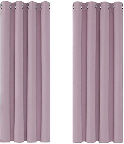 Deconovo Tende da Sole Blackout Tende Moderno per Tua Casa 100% Poliestere, 2 Pannelli 117x138 CM, Rosa lavanda