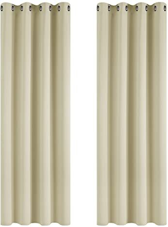 Deconovo Tende Oscuranti per Interni 2 Pezzi 160 CM Altezza, Tende Termiche Isolanti con Occhielli per Soggiorno Moderne, 117x160 CM (Larghezza x Altezza), Beige Scuro