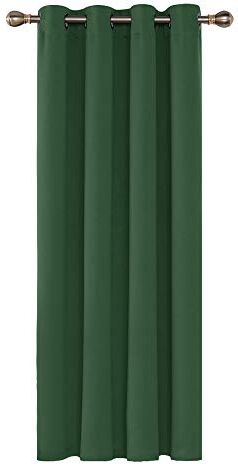 Deconovo Tende Oscuranti per Interni Cameretta Bambini 240 CM Altezza, Tenda Oscurante Termica Isolante con Anelli per Finestre Moderne 1 Pannello, 140x240 CM, Verde Scuro