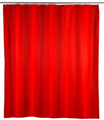 Wenko Tenda doccia antimuffa monocolore rosso antibatterica, lavabile, Poliestere, 180 x 200 cm, Rosso