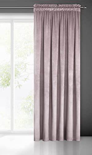 Eurofirany PIERRE Tenda in Velluto con Fettuccia Arricciatenda 1 Pz. Tenda Termica Isolante in Velluto, Opaca, Oscurante, Per cameretta, Soggiorno, 140x300 cm, Rosa Cipria