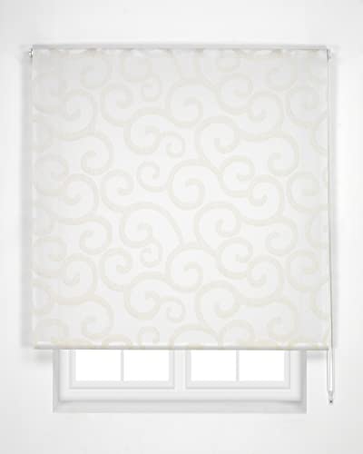 Estoralis ORNELLA Tenda a Rullo traslucida Jacquard, 110 x 250 cm, Colore Blanco/Beige