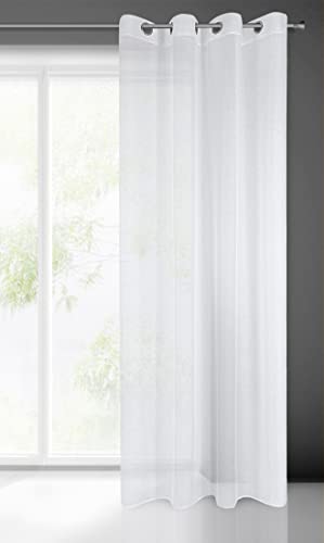 Eurofirany Tenda trasparente in tinta unita con struttura antipioggia orizzontale con occhielli, 1 pezzo, semplice, leggera, moderna, elegante, classica, soggior