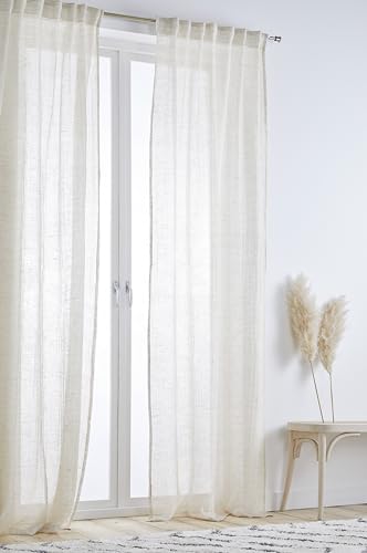 Jotex Ellen Tenda multifunzione in lino, semitrasparente, per soggiorno, set da 2, colore: beige, 250 cm