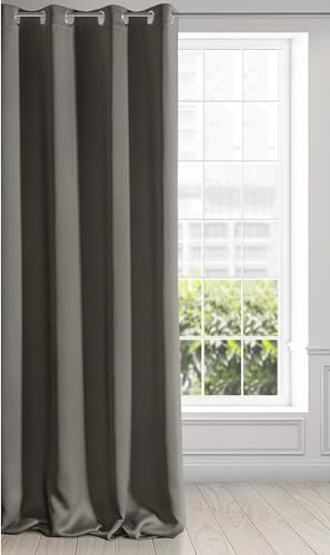 Eurofirany LOGAN Tenda Oscurante Extra Lunga 1 Unità, Occhielli, Blocco della Luce, Oscuramento della Stanza, Camera da Letto, Soggiorno, 140x270 cm, Grigio Grafite