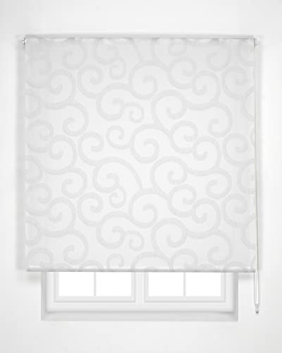 Estoralis ORNELLA Tenda a Rullo traslucida Jacquard, 90 x 250 cm, Colore Blanco/Gris