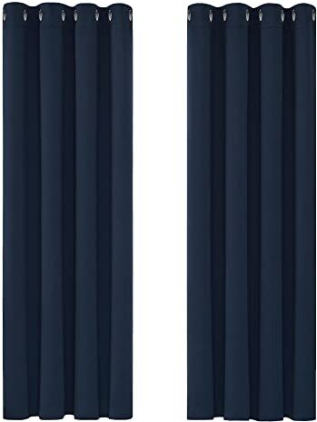 Deconovo Tende Oscuranti per Interni 2 Pezzi 210 CM Altezza, Tende Soggiorno Moderne Termiche per Casa, con Occhielli, 140x210 CM (Larghezza x Altezza), Blu Navy