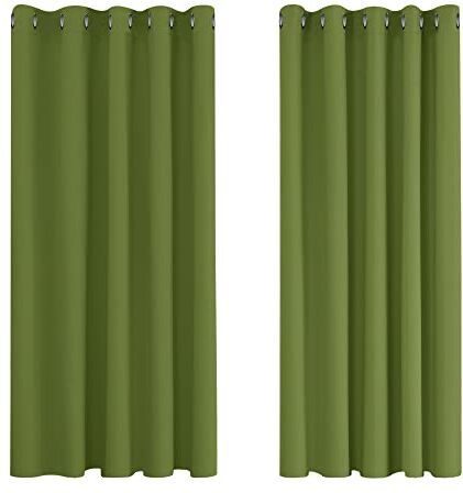 Deconovo Tende Oscuranti per Interni 2 Pezzi 138 CM Altezza, Tende Soggiorno Moderne Termiche per Cameretta Bambini, con Occhielli, 168x138 CM (Larghezza x Altezza), Verde