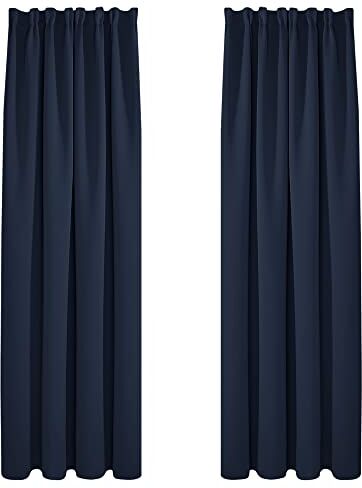 Deconovo Tende Oscuranti per Interni 2 Pezzi, Termiche Isolanti, Tende Soggiorno Moderne, 140x210 CM (Larghezza x Altezza), Blu Navy