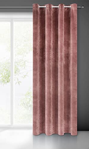 Eurofirany VILLA Oscurante, Occhielli-1 pz, Tenda Extra Lunga, Elegante, Tinta Unita, Soggiorno, Camera da Letto, Densità 290 g/m², 140x250 cm, Rosa Scuro