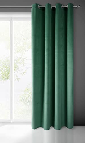 Eurofirany PIERRE Tenda in Velluto con Occhielli 1 Pz. Tenda Termica Isolante in Velluto, Opaca, Oscurante, Per cameretta, Soggiorno, 140x250 cm, Verde Scuro