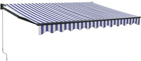 vidaXL Tenda Sole Retrattile Blu e Bianca 3x2,5 m Tessuto e Alluminio