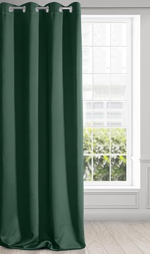 Eurofirany LOGAN Tenda Oscurante Extra Lunga 1 Unità, Occhielli, Blocco della Luce, Oscuramento della Stanza, Camera da Letto, Soggiorno, 140x270 cm, Verde Scuro