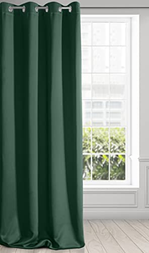 Eurofirany LOGAN Tenda Oscurante Extra Lunga 1 Unità, Occhielli, Blocco della Luce, Oscuramento della Stanza, Camera da Letto, Soggiorno, 135x250 cm, Verde Scuro