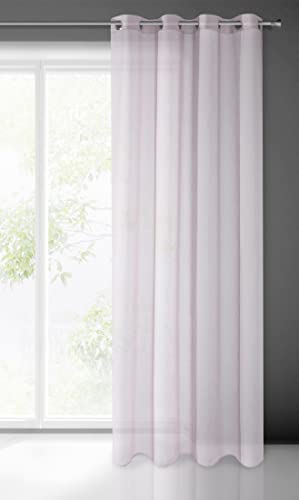 Eurofirany Tenda Argea, liscia, con occhielli trasparenti, 1 pezzo Glamour trasparente, elegante ed elegante, di alta qualità, per camera da letto, soggiorno, Etamin, rosa, 250,00 x 140,00 cm