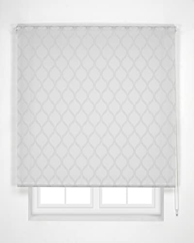 Estoralis DAVOS Tenda a Rullo traslucida Jacquard, 90 x 250 cm, Colore Blanco/Gris