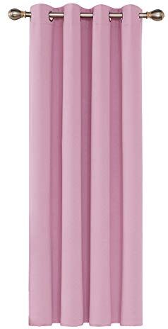 Deconovo Tenda Oscurante Termica Isolante per Interni 180 CM Altezza 1 Pannello, Tende Cameretta Bambini Tende Moderne con Anelli, 140x180 CM, Rosa