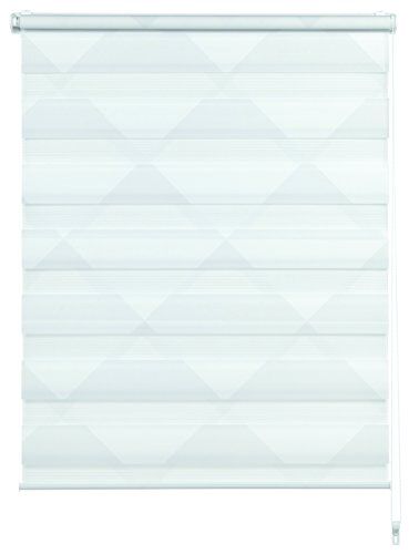 Gardinia Easyfix Doppia Tenda a Rullo, Triangolare, Poliestere, Bianco/Grigio, 150 x 60 x 0.1 cm