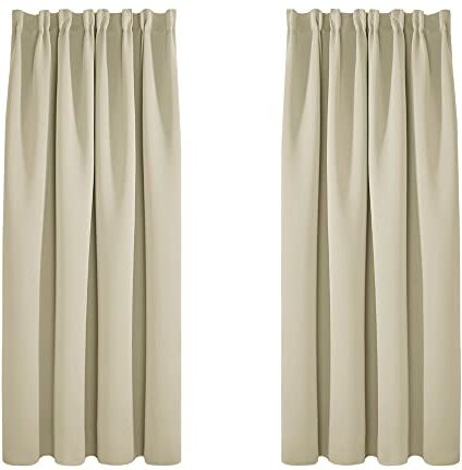 Deconovo Tende Oscuranti per Interni 2 Pezzi, Tende Moderne per Soggiorno e Camera da Letto, 117x138 CM (Larghezza x Altezza), Beige