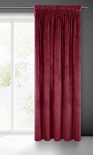 Eurofirany Villa Oscurante, Fettuccia Arricciatenda-1 pz, Tenda Extra Lunga, Elegante, Tinta Unita, Soggiorno, Camera da Letto, Densità 290 g/m², Poliestere, bordò, 140x270 cm