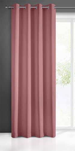 Eurofirany Rita Tenda Liscia Semplice Monocolore – 8 Occhielli Moderni, Camera da Letto, Soggiorno, Salone, cameretta dei Bambini, 1 Pezzo, Poliestere, Rosa Scuro, 140x250 cm