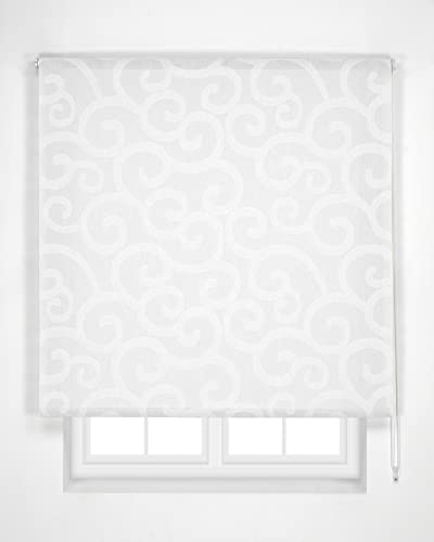 Estoralis Ornella Tenda a Rullo traslucida Jacquard, Tessuto, Bianco, 150 x 250 cm