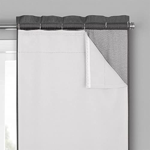 Eclipse Fodera termica oscurante minimalista per tende da finestra con ganci per tende (2 pannelli), 68,6 x 203,2 cm, bianco