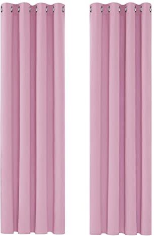 Deconovo Tende Camera da Letto Bambini Oscuranti Termiche Isolanti Moderne Tende a Pannello Coprente per Porta Finestra Interni 107x214 CM Rosa 2 Pannelli