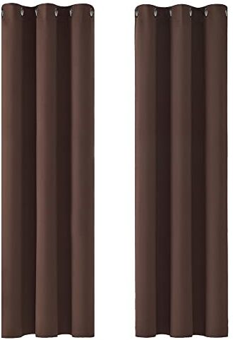 Deconovo Tende Oscuranti per Interni 2 Pezzi 107 CM Altezza, Tende Termiche Isolanti con Occhielli per Soggiorno Moderne, 107x214 CM (Larghezza x Altezza), Cioccolato