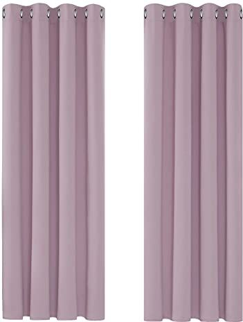 Deconovo Tende Oscuranti per Interni 2 Pezzi 220 CM Altezza, Tende Soggiorno Moderne Termiche per Cameretta Bambini, con Occhielli, 140x220 CM (Larghezza x Altezza), Rosa Chiaro