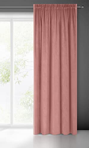 Eurofirany PIERRE Tenda in Velluto con Fettuccia Arricciatenda 1 Pz. Tenda Termica Isolante in Velluto, Opaca, Oscurante, Per cameretta, Soggiorno, 140x300 cm, Rosa Scuro