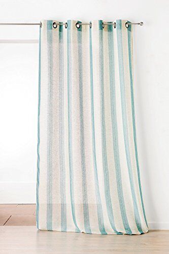 Linder Tenda a Strisce Poliestere/Lino/Cotone 150 x 280 cm, Anatra Blu, 150 X 280 cm