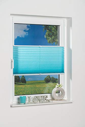 K-home Klemmfix Palma, Tenda plissetata, Blu (Iceblau), 90 x 130 cm