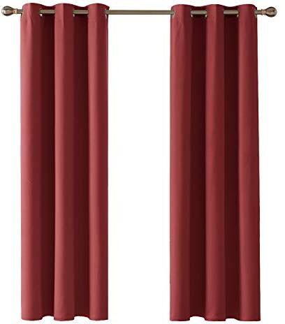 Deconovo Tende per Interni Oscuranti 2 Pezzi 107 CM Altezza, Tende Camera da Letto Coprente Moderne con Occhielli, 107x214 CM (Larghezza x Altezza), Rosso Scuro