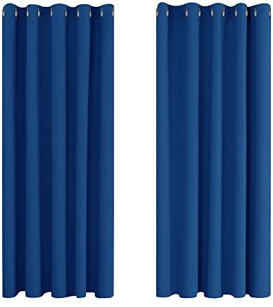 Deconovo Tende Oscuranti per Interni 2 Pezzi 138 CM Altezza, Tende Soggiorno Moderne Termiche per Casa, con Occhielli, 168x138 CM (Larghezza x Altezza), Blu Elettronico