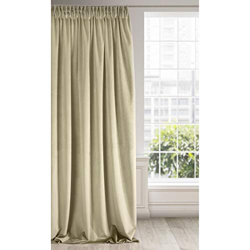 Eurofirany RIA Tenda Oscurante, Tenda con Fettuccia Arricciatenda 1 pz, Tenda Extra Lunga, Elegante, Tinta Unita, Soggiorno, Camera da Letto, Densità 290 g/m², 140x270 cm, Beige