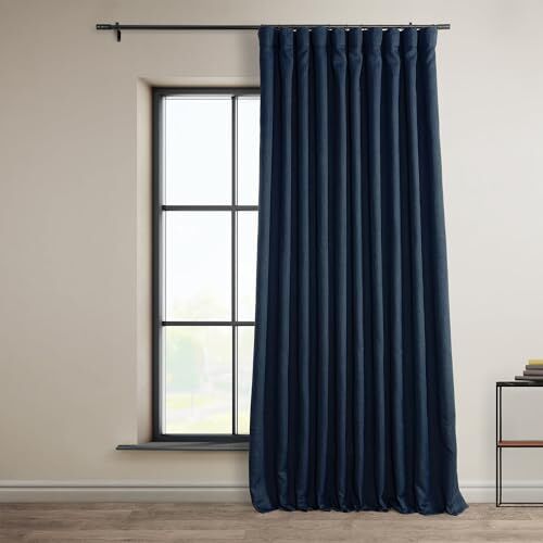 HPD Half Price Drapes , tenda oscurante extra larga in lino, 1 pannello, 100 x 84 cm, indaco