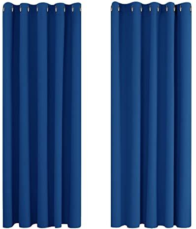 Deconovo Tende Oscuranti per Interni 2 Pezzi 183 CM Altezza, Tende Soggiorno Moderne Termiche per Casa, con Occhielli, 168x183 CM (Larghezza x Altezza), Blu Elettronico