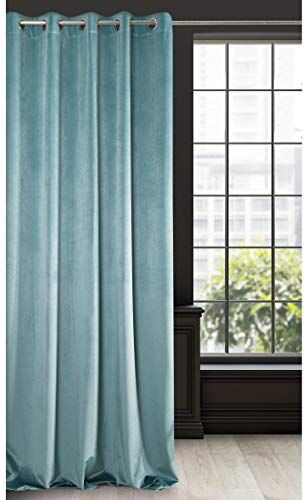 Eurofirany ria Oscurante, Occhielli-1 pz, Tenda Extra Lunga, Elegante, Tinta Unita, Soggiorno, Camera da Letto, Densità 290 g/m², Poliestere, Verde Acqua, 140x250 cm