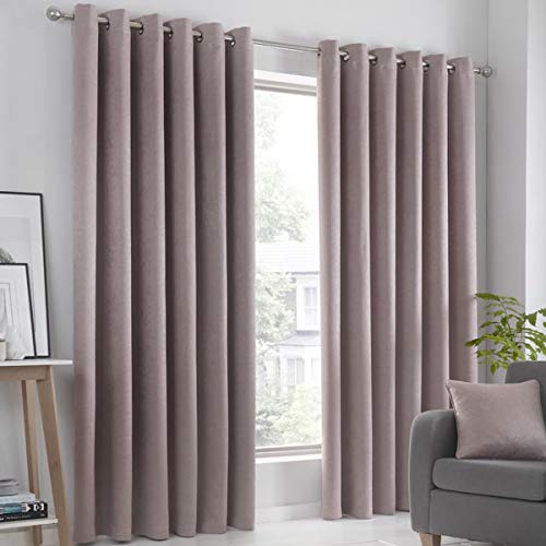 Fusion Strata-Coppia di Tende con Occhiello Oscurante, Fodera: 100% Poliestere, Rosa Chiaro, 229cm Larghezza x 183 cm Lunghezza