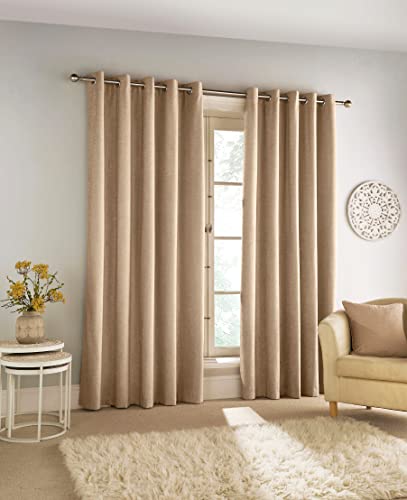 Enhanced Living Savoy Tenda oscurante 100% in ciniglia/velluto con occhielli (sabbia, larghezza 229 cm x altezza 274 cm)