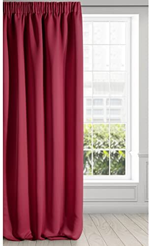 Eurofirany LOGAN Tenda Oscurante Extra Lunga 1 Unità, Rod Pocket, Fettuccia Arricciatenda, Blocco della Luce, Oscuramento della Stanza, Camera da Letto, Soggiorno, 135x270 cm, Rosso