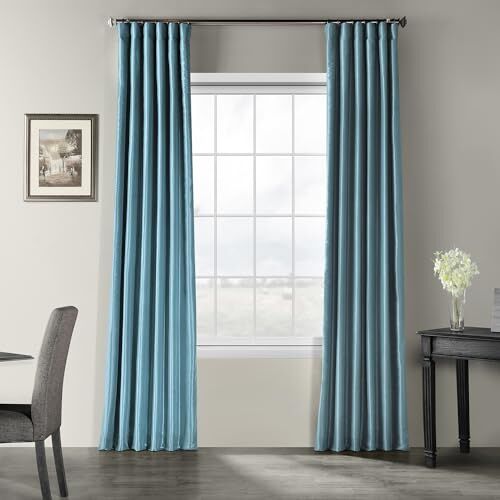 HPD Half Price Drapes Tenda in finta seta Dupioni vintage testurizzata per decorazione della stanza, 127 x 213 cm (1 pannello), , blu Nassau