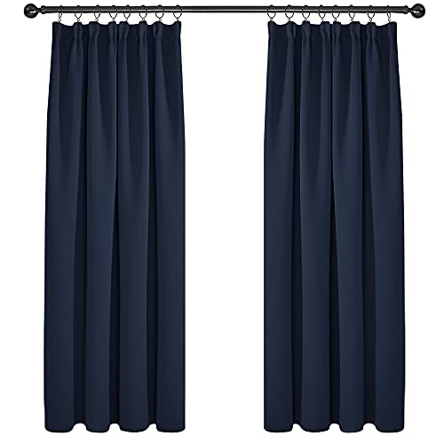 Deconovo Set di 2 tende per balcone, finestra, cucina, termica, anti freddo, oscuranti, per soggiorno, moderno, decorazione per camera da letto, adulto, blu navy, 168 x 183 cm