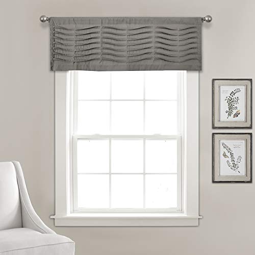 Lush Decor Wave Texture Tenda per finestra Valance, 18" x 52", colore: Bianco grigio scuro